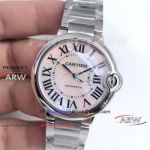 Perfect Replica Cartier Ballon Bleu Stainless Steel Pink MOP Dial Watch Automatic Watch